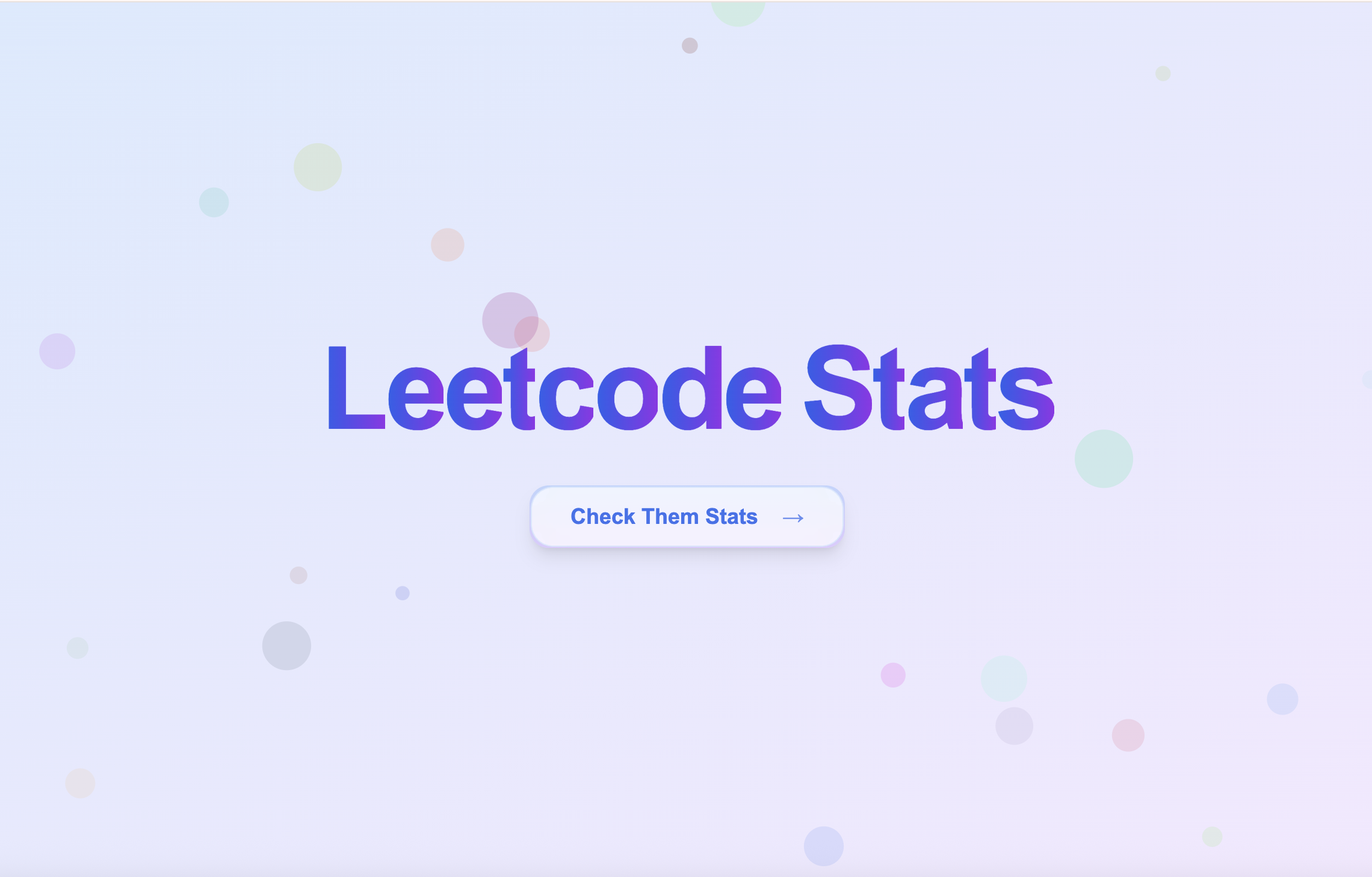 LeetCode Stats Dashboard homepage